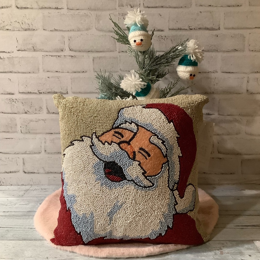 34TH & Pine Beaded Santa Clause Pillow